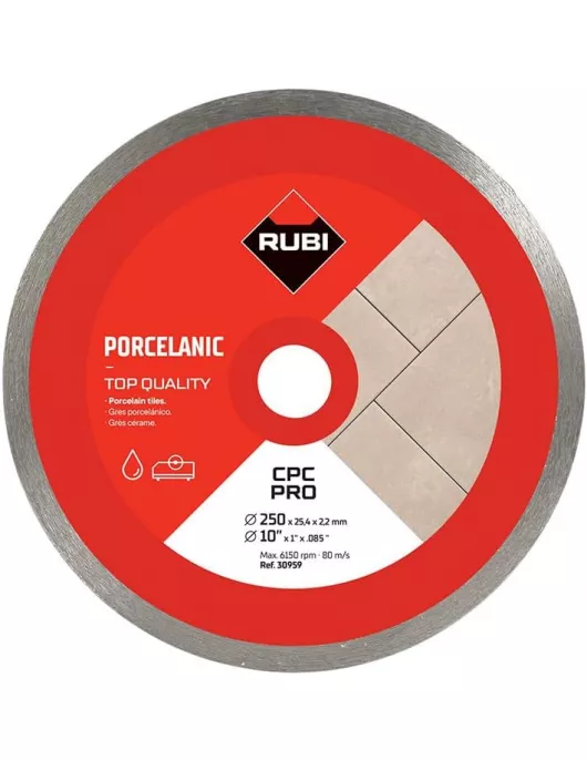 APS18202 RUBI CPC‑250 PRO (30959) – Continuous Rim Diamond Blade for Porcelain Tiles 