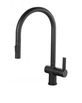 APS11968 Mayhill Black Single Lever Pull Out Kitchen Tap Black