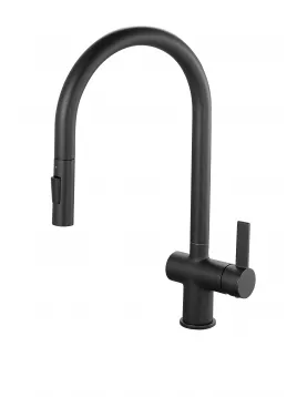 APS11968 Mayhill Black Single Lever Pull Out Kitchen Tap Black