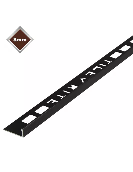 APS17476 8MM L SHAPED BRUSHED BLACK METAL TRIM 
