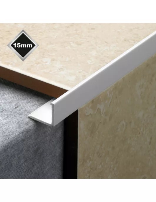 APS17538 15MM WHITE L SHAPE PVC TILE TRIM 