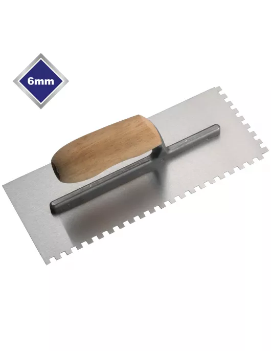 APS17697 6mm HIGH CARBON STEEL SQUARE NOTCHED TROWEL 