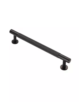 APS18764 Knurled Cabinet Pull Handle 160 Centres Matt Black
