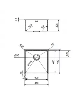 APS52281 Elite | Undermounted Sink 440x440 & Wastes | Brushed Copper Brushed Copper
