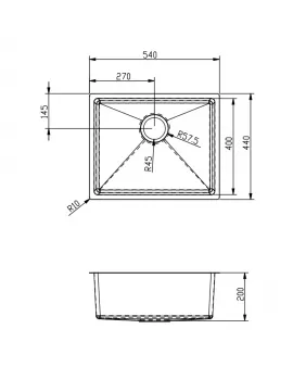 APS52288 Elite | Undermounted Sink 540x440 & Wastes | Gun Metal Gunmetal