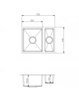 APS52296 Elite | 1.5 Undermounted Sink 555x440 & Wastes | Brushed Gold Brushed Gold