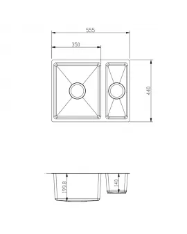 APS52298 Elite | 1.5 Undermounted Sink 555x440 & Wastes | Brushed Brass Brushed Brass