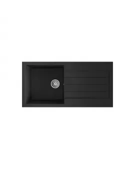 APS52305 Comite | Single Bowl Inset 1000 x 500 & Wastes | Matt Black Matt Black
