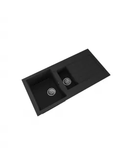 APS52308 Comite | 1.5 Bowl Inset 1000 x 500 & Wastes| Matt Black Matt Black