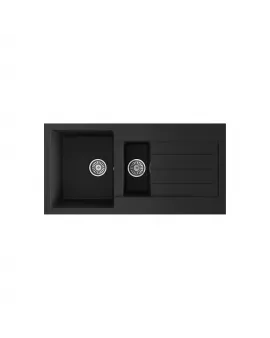 APS52308 Comite | 1.5 Bowl Inset 1000 x 500 & Wastes| Matt Black Matt Black