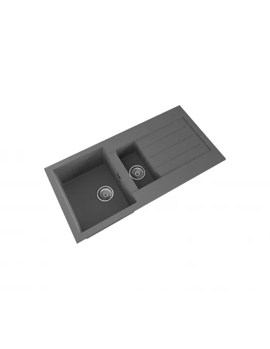 APS52309 Comite | 1.5 Bowl Inset 1000 x 500 & Wastes | Matt Grey Matt Grey