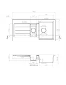 APS52309 Comite | 1.5 Bowl Inset 1000 x 500 & Wastes | Matt Grey Matt Grey
