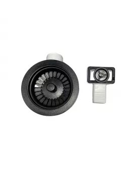 APS52341 Basket Strainer Kitchen Sink Waste with Round Overflow Plates| Matt Black Finish Matt Black