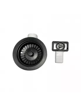 APS52341 Basket Strainer Kitchen Sink Waste with Round Overflow Plates| Matt Black Finish Matt Black